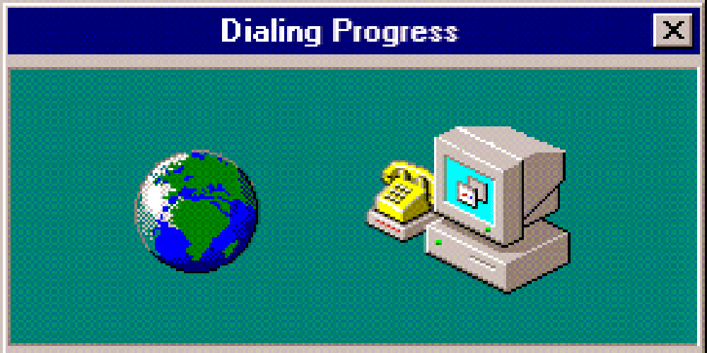 Windows 95 dialing progress - the old internet